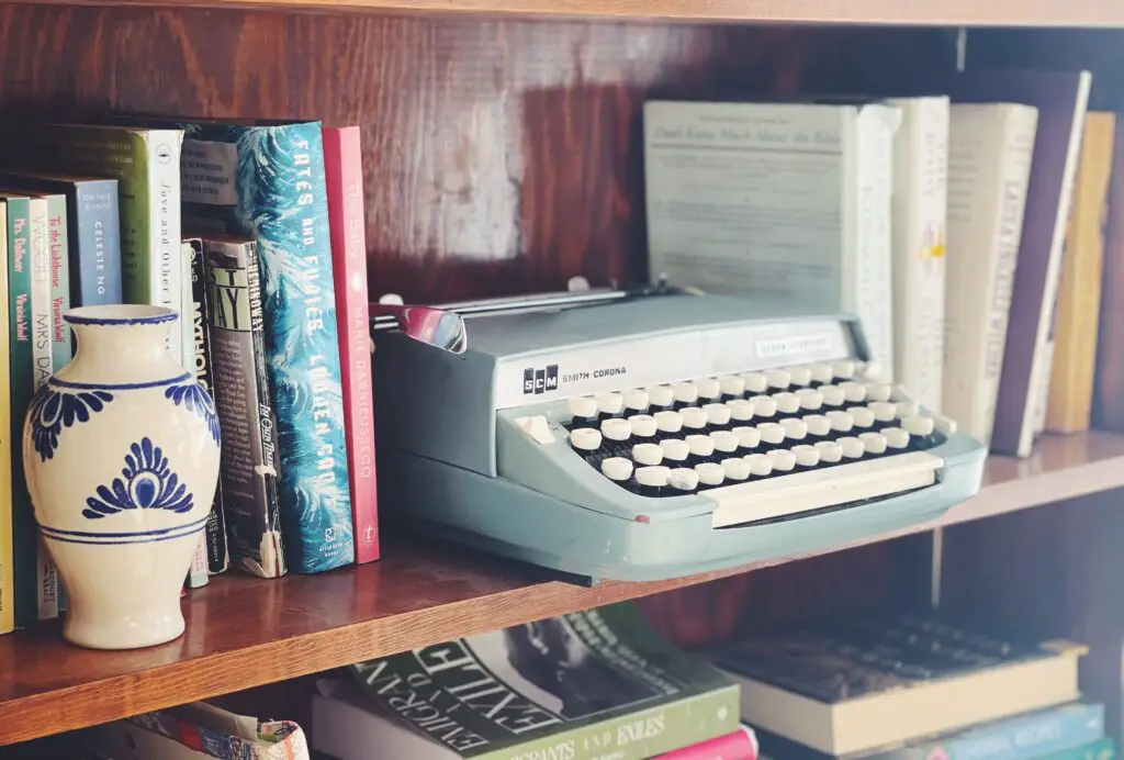 vintage typewriter on shelf