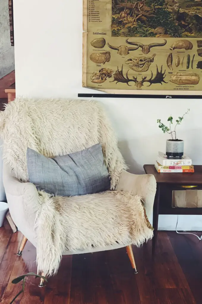 mid-century chair and old antique map
