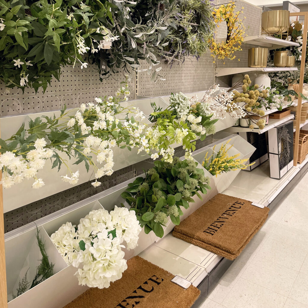 Floral stems in shopping aisle