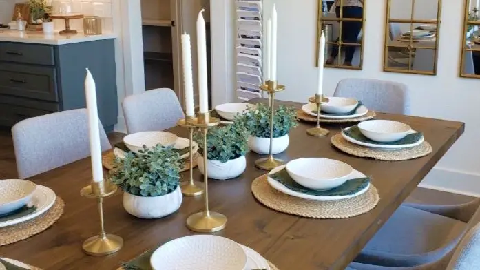 Gold candlestick tablescape