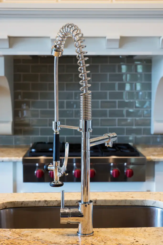 Industrial kitchen style chrome contemporary faucet farmhouse sink