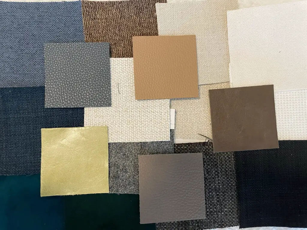 Array of colorful fabric samples