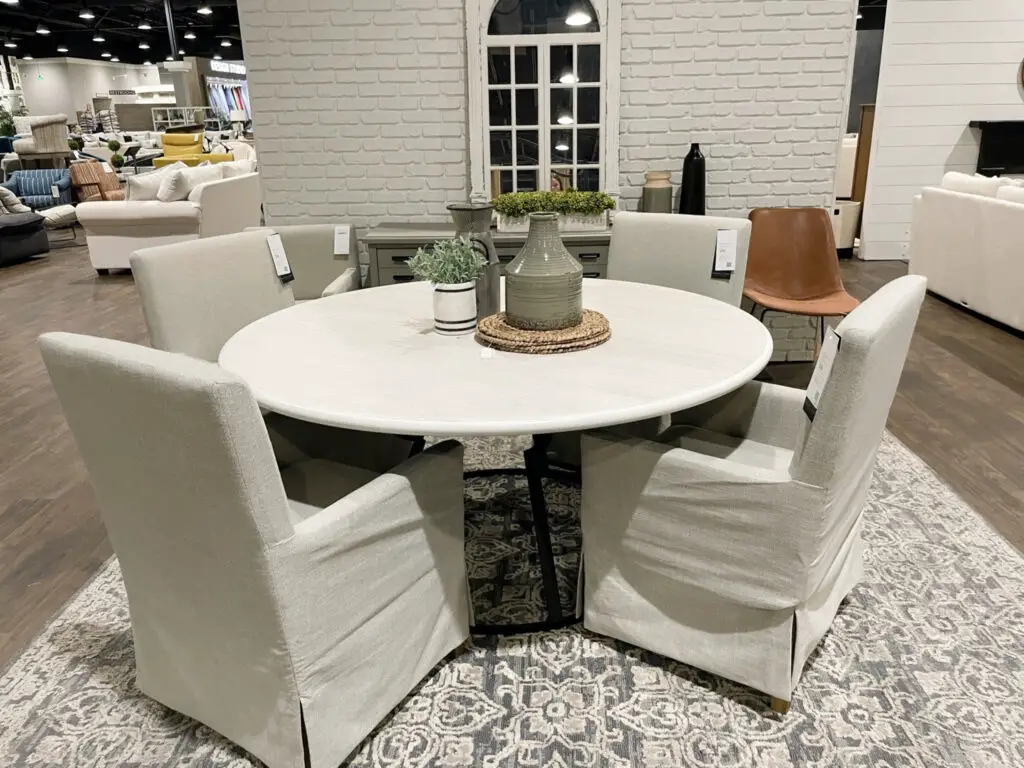 neutral colored circular dining table