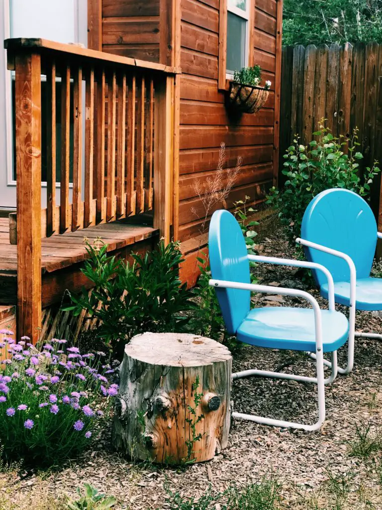 vintage outdoor chairs seating area