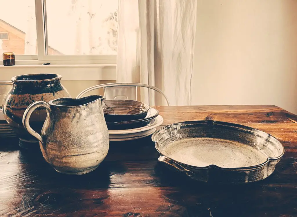 pottery on table