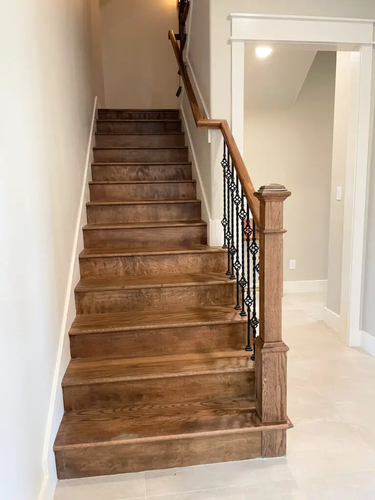 Brown hardwood staircase
