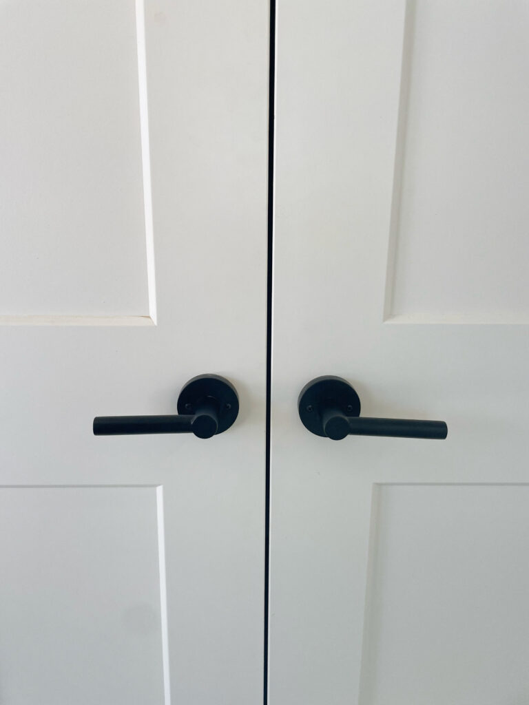 matte black door handles on interior doors