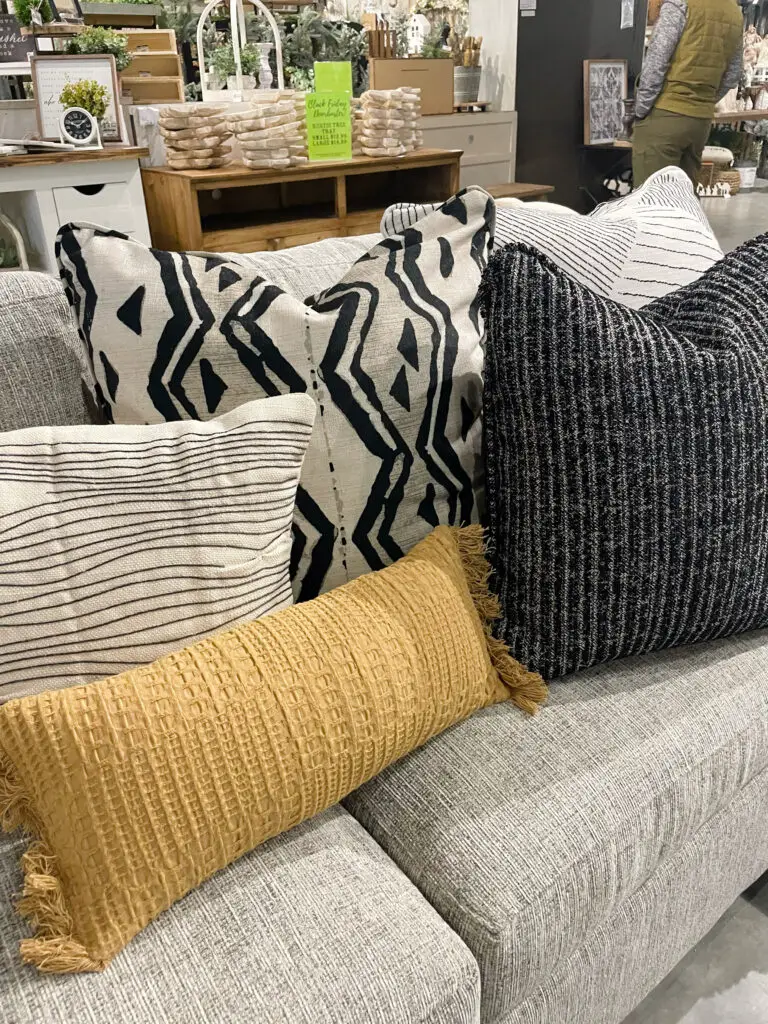 very textured throw pillow display on couch