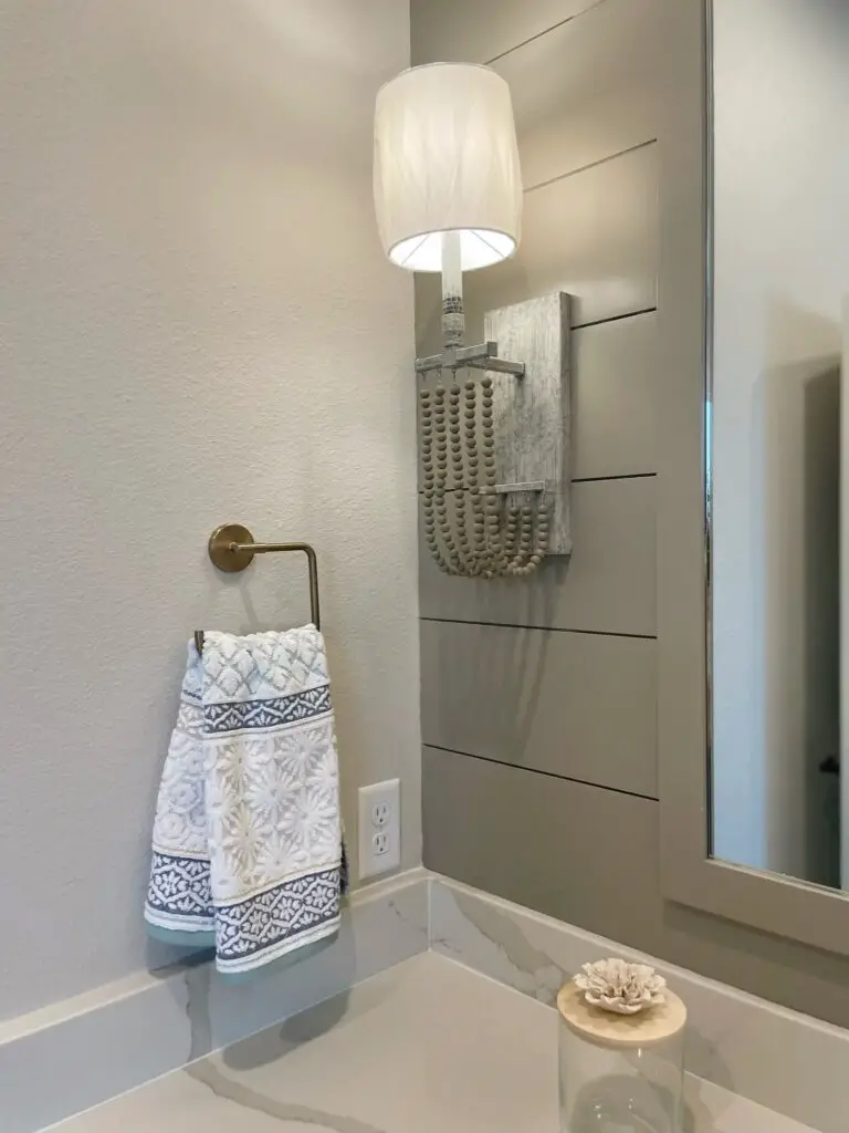 grey shiplap in modern farmhouse bathroom design