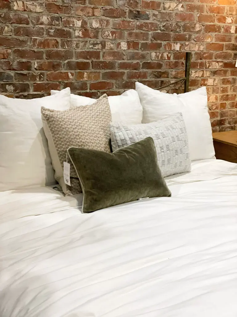 pillow inserts in bedding arrangement